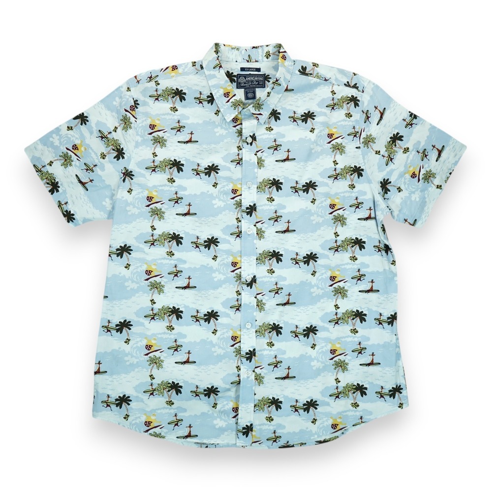 American‎ Rag SURFING SANTA Hawaiian Christmas Shirt Mens Size XXL ~ EUC